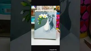 Acrylic Flower Vase Painting Step by Step ✨ #artographyzone #viral #art #shorts #acrylicpainting