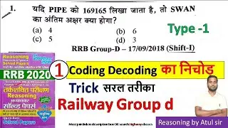 Coding and decoding Part-1 | Type-1 | for Railway group d | Reasoning tricks in hindi by Atul sir