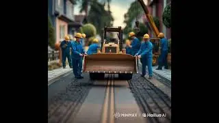 🚧 Miniature Workers Building a Road! 🏗️ | Macro & Surreal World 🔍     #aianimation