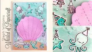 Mermaid Shaker Birthday Card | Lawn Fawn & Minimal Copics