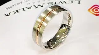 Platinum & Rose gold Men&rsquo;s Wedding Ring - Brushed