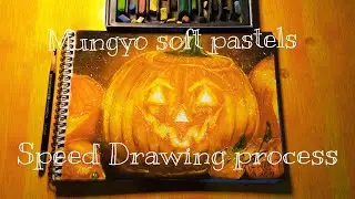 How to draw halloween pumpkin using mungyo soft pastel