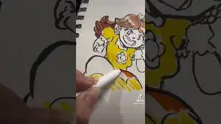 Princess Daisy fanart in my sketchbook! #crayolasupertips #coloring #supermario #art #fanart