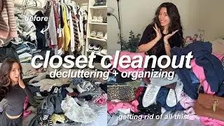 HUGE CLOSET CLEAN OUT 🧺 declutterring, organizing, wardrobe declutter￼ ✨