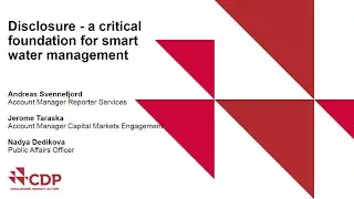 Webinar: Disclosure &ndash; a critical foundation for smart water management