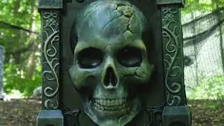Tombstone with 3D Skull   21 In   Halloween Yard Prop