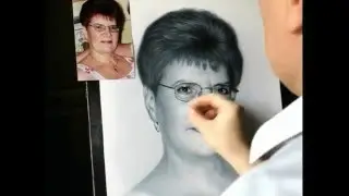 Drawing portrait of woman. How to draw portrait by Dry Brush