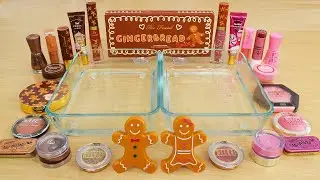Gingerbread Boy vs Girl - Mixing Makeup Eyeshadow Into Slime ASMR 273 Satisfying Slime Video