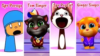 Who Will Prevail: Sprunki Pocoyo Sprunki Pop Cat Vs Tom Ginger Singer ? 😳 | 😯 Mega Battle #066