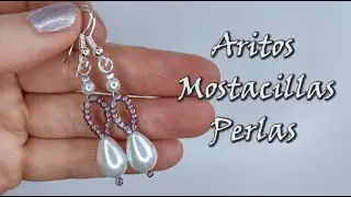ARITOS LÁGRIMA DE PERLA Y MOSTACILLAS. Curso de bisutería con perlas