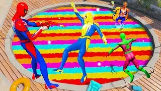 GTA 5 Spiderman Jumping Into Rainbow Swimming Pool &Crazy Ragdolls Fails(Funny Moments)