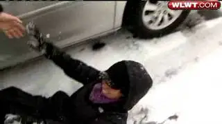 News 5 Reporter Takes A Tumble During Interview