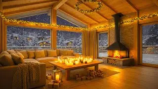 Festive Cozy Christmas Cabin 🎄 Garland Lights & Relaxing Piano Ambience