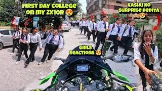 First Day In College With My Kawasaki ZX10R & Picking up Cute Girl Kashu In Her College during Exam😍