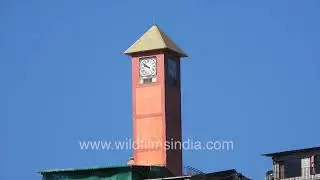 Landour Clock tower on the dense outskirts of Mussoorie hill station town perched amid dense bazaar