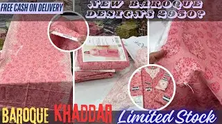 Baroque Winter Collection 2026  |  Printed Khaddar Karandi 3PC Suit with Embroidered Organza Patches
