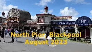 North Pier Blackpool Walk, UK Seaside Resort - Amusements, Gin and Prosecco Bar, Kids Train