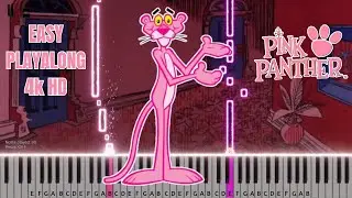 The Pink Panther Theme - Piano Playalong 4k HD Tutorial Easy + Notes
