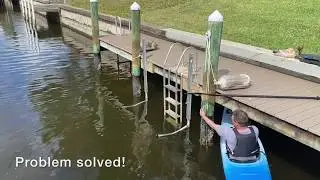KayaArm Kayak Launch + Kayak Lift + Kayak Rack Storage from high dock in Tidal Waters