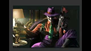 Timelapse Coloring of Joker drawn by Clay Mann.