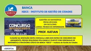 Concurso Prefeitura de Piedade - Banca IGECS- Instituto de Gestão de Cidades - Provas dia 30.11.25