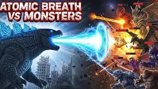 Godzilla's atomic breath battles the Monster- Godzilla vs Monster