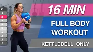 16 Min Full Body Interval training HIIT/ Kettlebell  Home Workout: No Jumping !