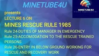 MINES RESCUE RULE P-6|DUTIES OF MANAGER IN EMERGENCY|MEDICAL EXAMINATION|GATE 2025|DGMS|CIL