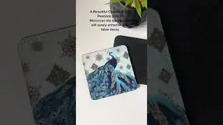 Table setting, Ethnic Moroccan Peacock Coaster set, Indian style Home decor, Navy Blue colour