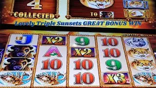 Lovely Triple Sunsets x2x2x3 GREAT BONUS WIN On BUFFALO GOLD Slot Machine 5 Cents - SunFlower Slots