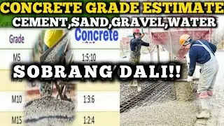 WATER,CEMENT,SAND,GRAVEL, NG MGA GRADES NG CONCRETE GAANO ANG DAMI.ESTIMATE STEP BY STEP.