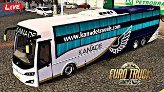 Kanade Travels ETS2 Live 🎮Steering Wheel Gameplay Indian Volvo AC Sleeper Bus Driving Passengers Mod