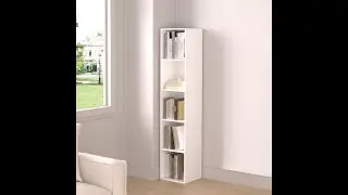 VAFHYLISS 5 Cube Storage Organizer with Closed Back Panel- Wooden 5-Tier Open Bookshelf