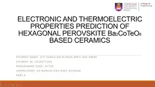ELECTRONIC AND THERMOELECTRIC PROPERTIES PREDICTION OF HEXAGONAL PEROVSKITE Ba2CoTeO6 BASED CERAMICS