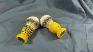 A set of custom artisan butterscotch  beehive brush