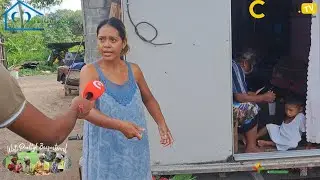 Suriname Woningbrand,  Krishna in gesprek met bewoonster en beelden