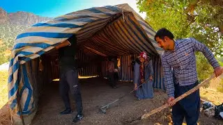 Documentary about the migration of nomads, buying equipment and setting up tents