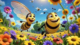 Little Bees Buzzing Around 🐝🌸 | Fun Bee Nursery Rhyme for Kids | Nature Adventure Song