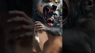 Prehistoric Human vs Giant Wolf 😱#animals #wildlife #short