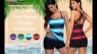 Women's Swimsuit Bikini Boardshort Two Pieces Swimwear Criss Cross Back Color Block #Shorts