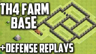 Clash Of Clans: TH4 FARMING Base Layout With Defense Replays