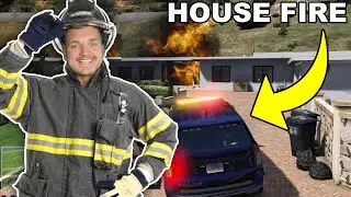 FIRE Starts at Officer Messer's HOUSE! | Real Cop Plays GTA V RP