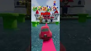 MARIO, LUIGI, BOWSER, PEACH, TOAD Car Bridge Challenge #beamngdrive