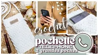 🌞🏖️  POCHETTE POUR TELEPHONE AU CROCHET AVEC 2 GRANDES POCHES 🏖️🌞TUTO  ANTON D&Eacute;BUTANTE @MamieCrochet