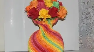 How to make 3d origami  Rainbow Vase part1