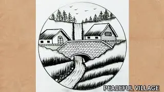 Peaceful Village Scenery Drawing | Relaxing Pencil Art