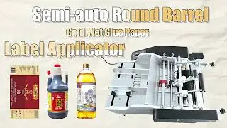 Semi automatic Table Top Round Barrel Cold Wet Glue Labelling Machine