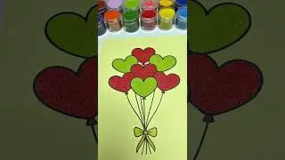 Heart Balloons ❤️💚 Sand Art Painting #shorts #asmr #satisfying #sandart #relaxing #oddlysatisfying