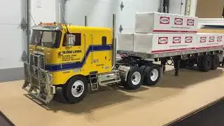 Scale B-train lumber load for Tamiya 1/14 flatbed trailer.