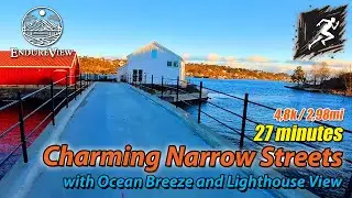 Virtual Running through Charming Narrow Streets with Ocean Breeze and Lighthouse View